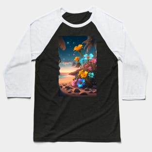 Glowing flowers on seashore Baseball T-Shirt